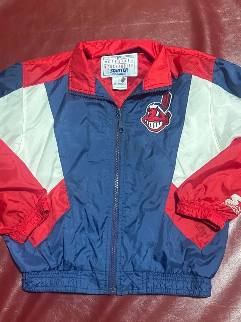 Vintage STARTER Red, Blue & White Kids Cleveland Indians Jacket